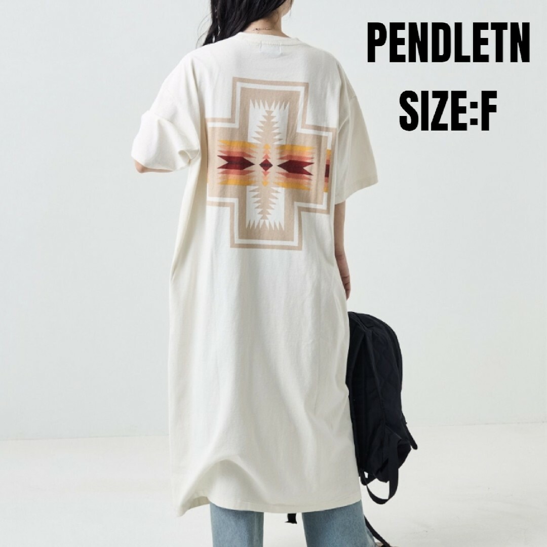 PENDLETON(ペンドルトン)のPENDLETN ペンドルトン 半袖 ロングワンピース アイボリー フリーサイズ レディースのワンピース(ロングワンピース/マキシワンピース)の商品写真