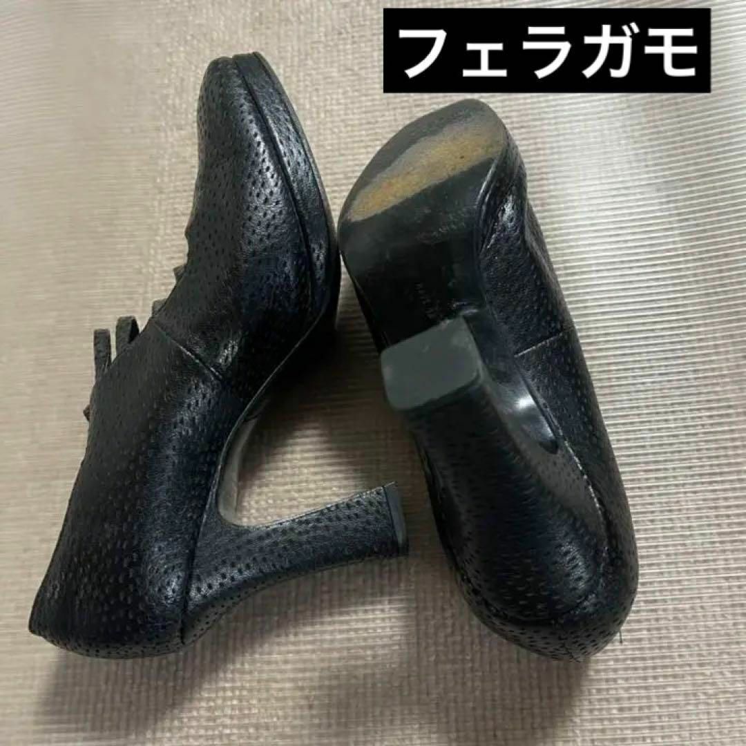 Salvatore Ferragamo(サルヴァトーレフェラガモ)のフェラガモ　ハイヒールパンプス　黒6D約23~23.5cmブラックハイヒール靴 レディースの靴/シューズ(ハイヒール/パンプス)の商品写真