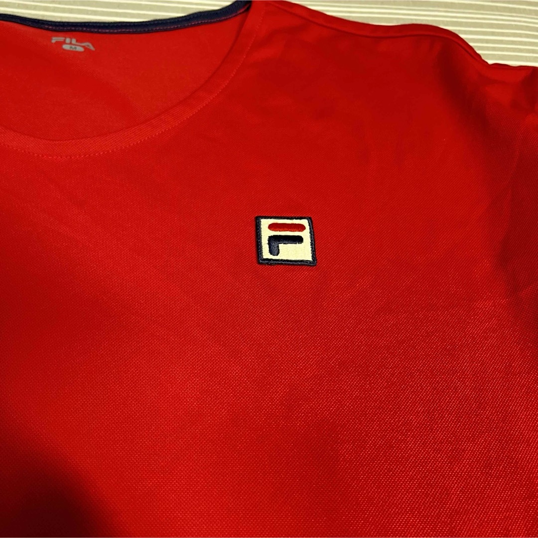 FILA(フィラ)のフィラ　Tシャツ　M レッド　ブルー　ボーダー　美品 スポーツ/アウトドアのゴルフ(ウエア)の商品写真