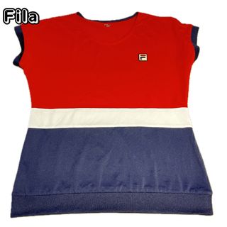 フィラ(FILA)のフィラ　Tシャツ　M レッド　ブルー　ボーダー　美品(ウエア)