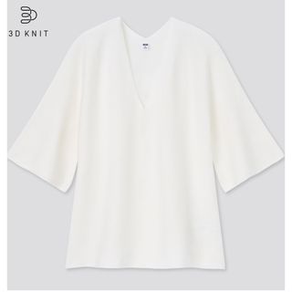 ユニクロ(UNIQLO)のUNIQLO3Dコットンフレアスリーブセーター（5分袖）(ニット/セーター)