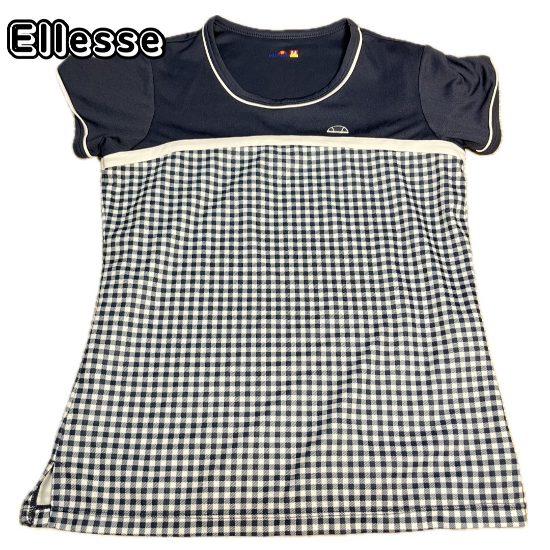 ellesse(エレッセ)のellesse Tシャツ　チェック　M 美品 スポーツ/アウトドアのテニス(ウェア)の商品写真