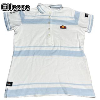 エレッセ(ellesse)のエレッセ　ポロシャツ　ゴルフウェア　ホワイト　ボーダー　M 美品(ウエア)