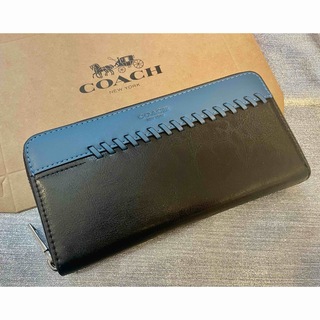 COACH - 未使用品　COACH  長財布　メンズ　男性　シンプル　ブラック　ブルー　レザー