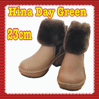 ヒナデイグリーン(Hina Day Green)のHDG ヒナデイグリーン ショートブーツ 牛革 ラビットファー カーキブラウン(ブーツ)