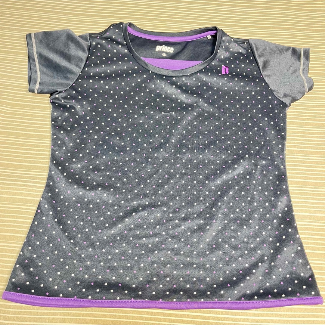 Prince(プリンス)のプリンス　Tシャツ　スポーツウェア　ブラック　水玉　S 美品 レディースのトップス(Tシャツ(半袖/袖なし))の商品写真