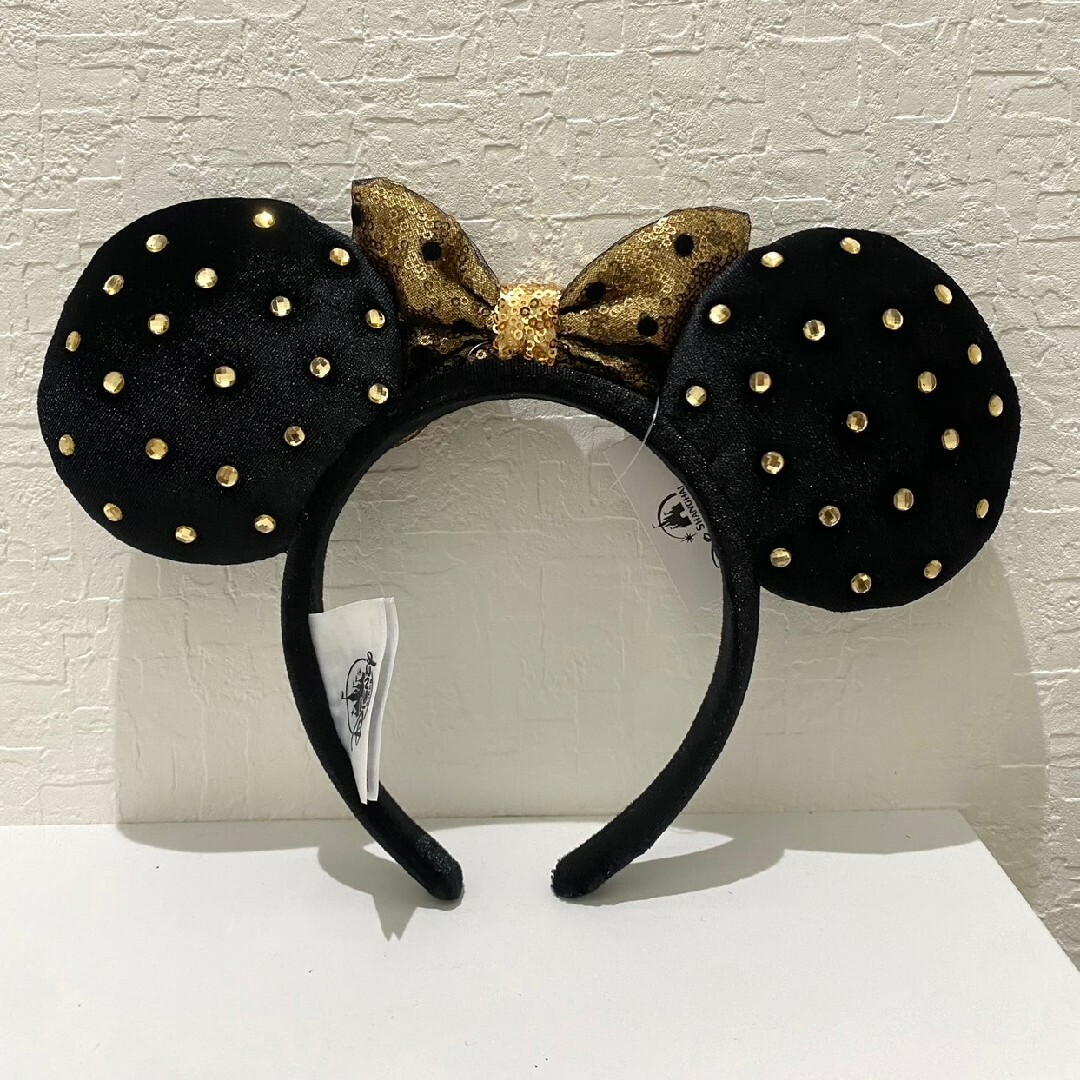 Disney(ディズニー)のaf ディズニーカチューシャ　スパンコール　　水玉　黒　ミニー レディースのヘアアクセサリー(カチューシャ)の商品写真