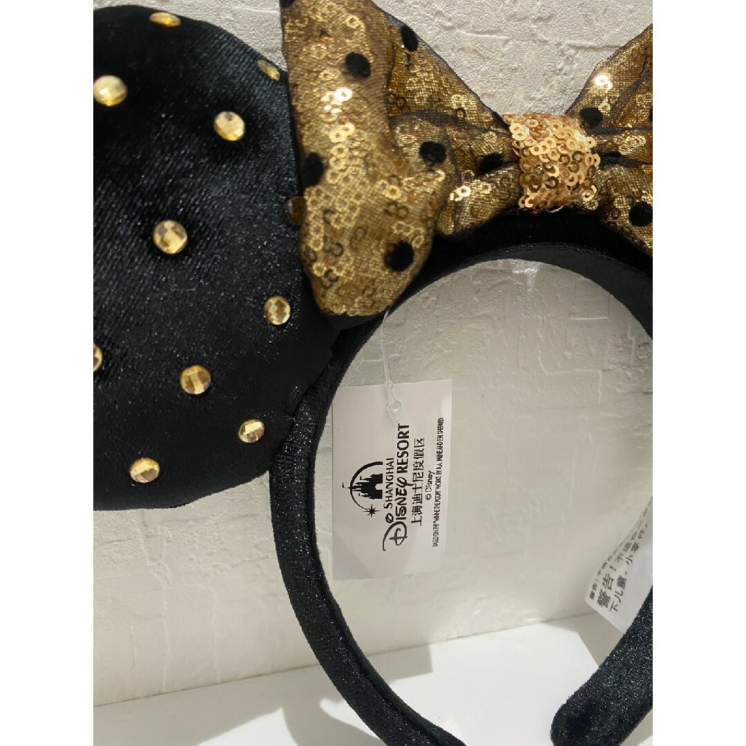 Disney(ディズニー)のaf ディズニーカチューシャ　スパンコール　　水玉　黒　ミニー レディースのヘアアクセサリー(カチューシャ)の商品写真