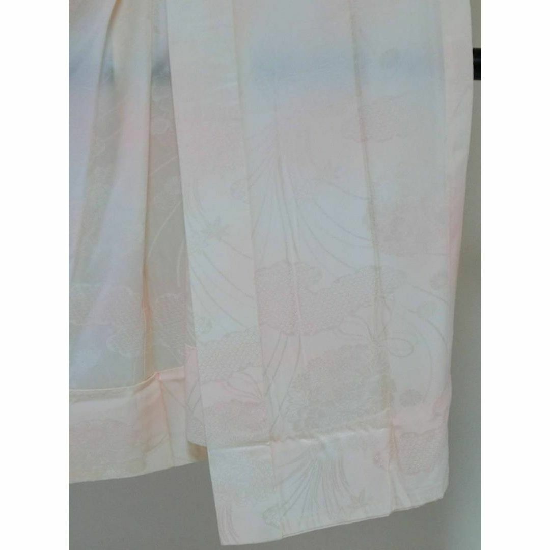 【Q0210】ＡＡお仕立て上がり正絹振袖用長襦袢　ピンク地に花、雲取り地紋 レディースの水着/浴衣(着物)の商品写真