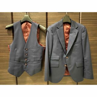 azabu tailor オーダーメイド スリーピース　スーツ ネイビー 細身(セットアップ)