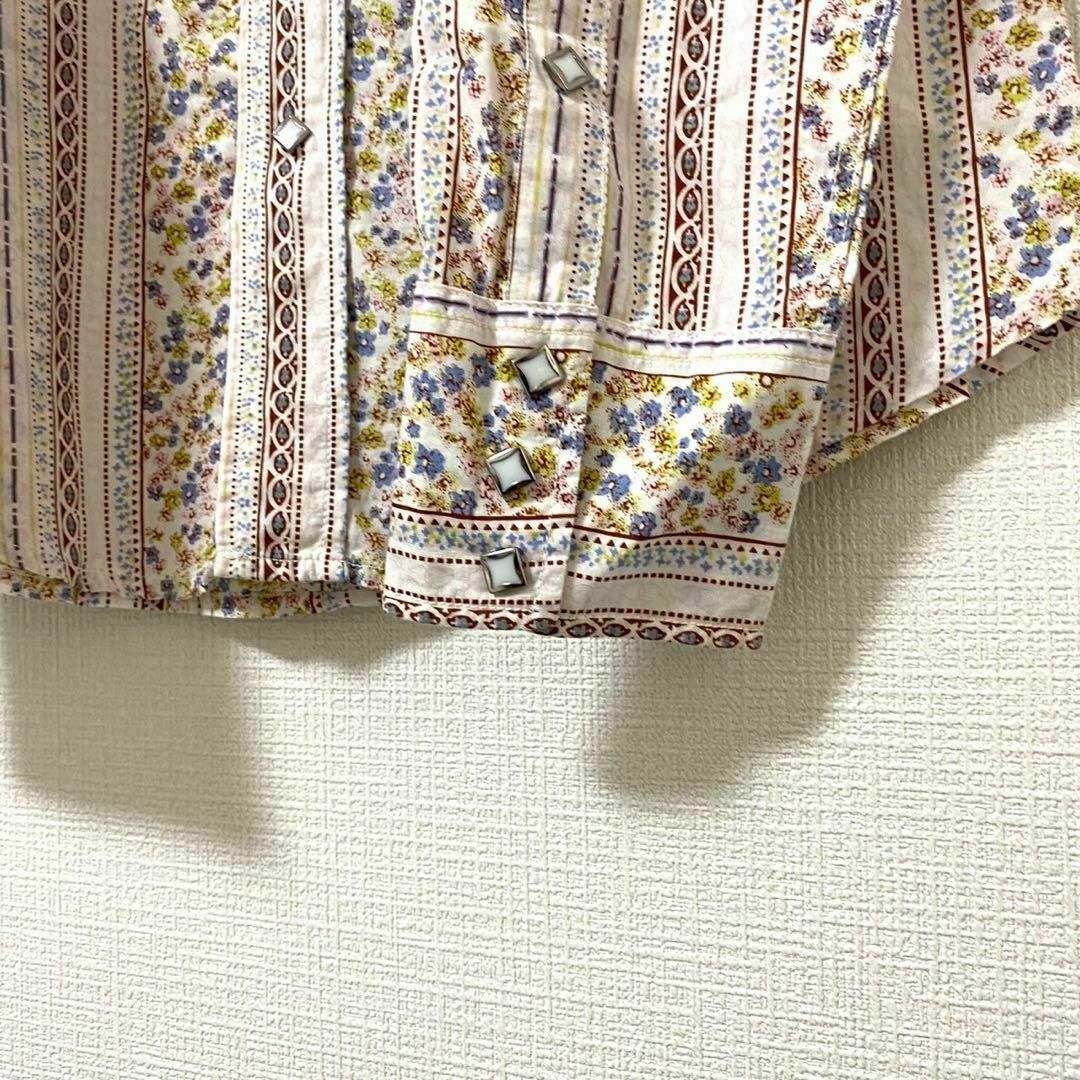 Wrangler(ラングラー)のシャツ 長袖 ラングラー ストライプ 花柄 総柄 スナップボタン M コットン メンズのトップス(シャツ)の商品写真