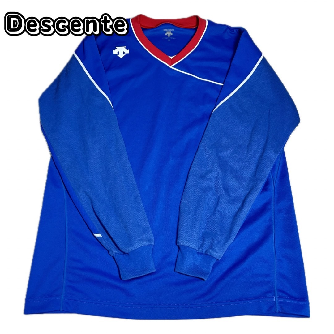 DESCENTE(デサント)のデサント　長袖　Tシャツ　ジャージ　ブルー　S 美品 スポーツ/アウトドアのサッカー/フットサル(ウェア)の商品写真