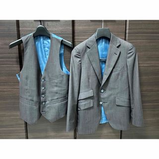 azabu tailor オーダーメイド スリーピース　スーツ ブラウン 細身(セットアップ)