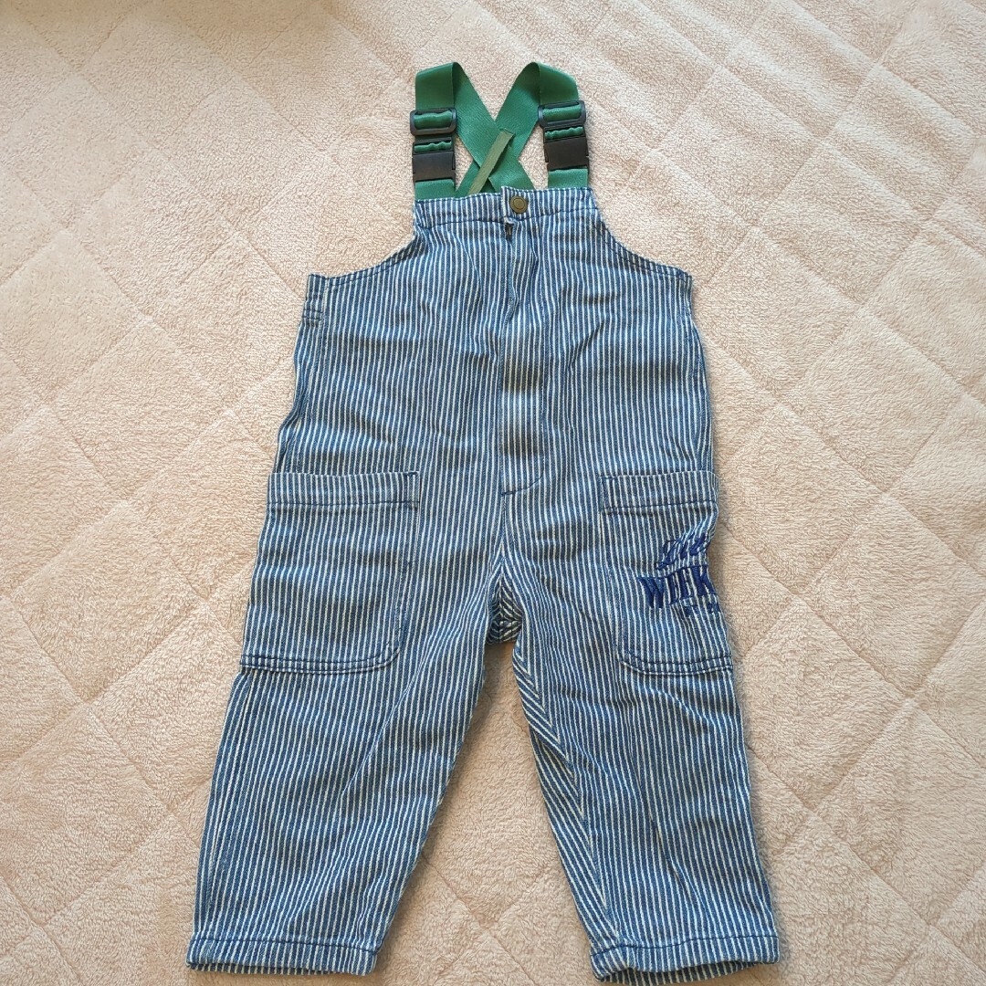 しまむら(シマムラ)のLittle WEEKEND ヒッコリーサロペット キッズ/ベビー/マタニティのキッズ服男の子用(90cm~)(パンツ/スパッツ)の商品写真