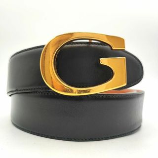 グッチ(Gucci)の美品✨GUCCI リバーシブルベルト Gロゴ ゴールド金具 レザー 黒×ブラウン(ベルト)