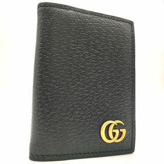 グッチ(Gucci)の未使用級✨GUCCI マーモント カードケース 名刺入れ GG金具 レザー 黒(名刺入れ/定期入れ)