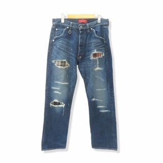 ナイトレイド(nitraid)のNITRAID FLANNEL REPAIR CRUSH JEANS サイズM NR009-PA04 ナイトレイド チェックフランネルリペアクラッシュデニムパンツ(デニム/ジーンズ)