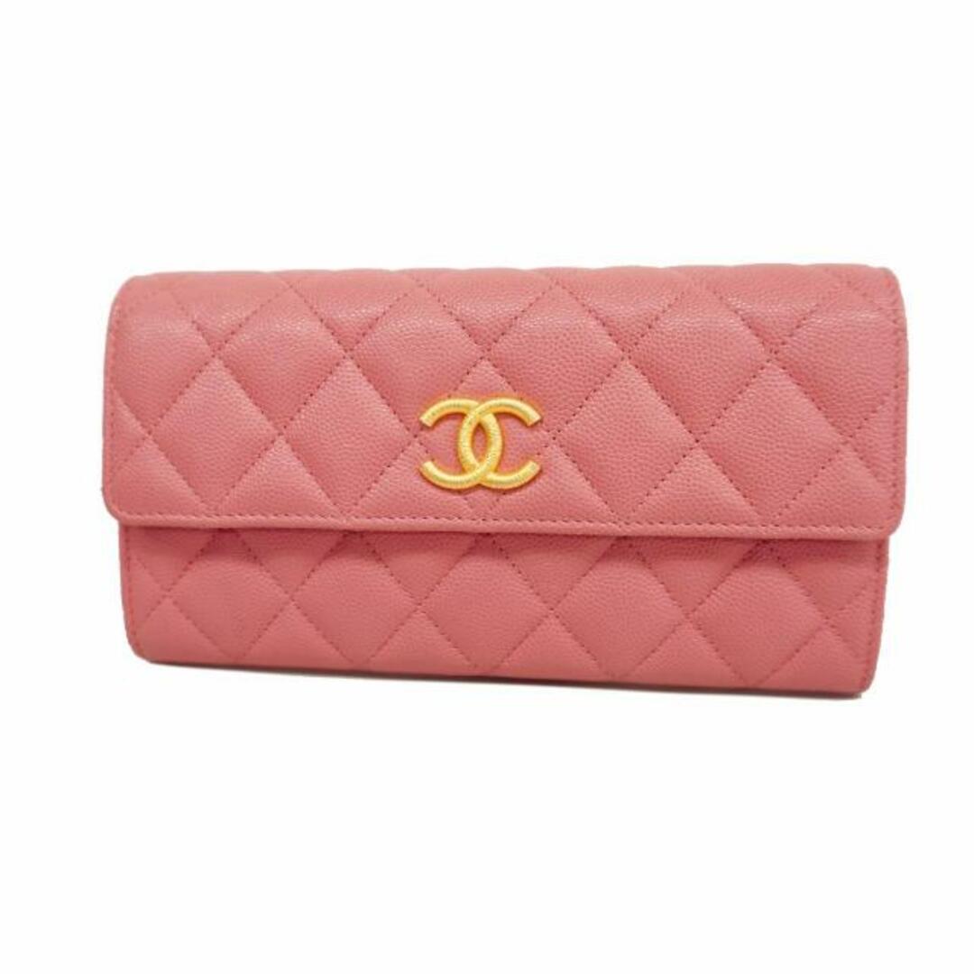 CHANEL(シャネル)の【4fd3592】シャネル 長財布/マトラッセ/キャビアスキン/ピンク/ゴールド金具 【中古】 レディース レディースのファッション小物(財布)の商品写真