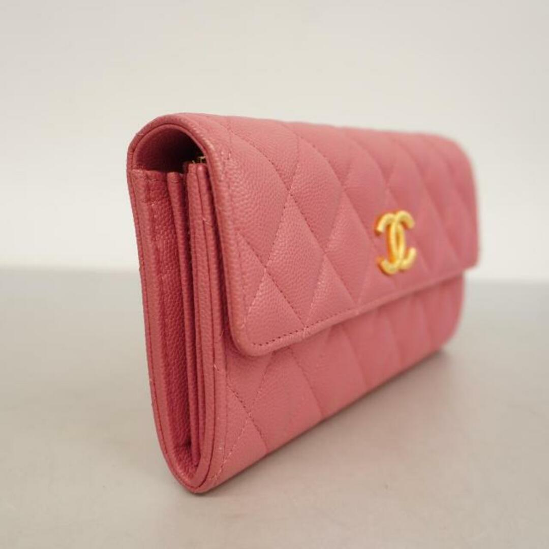 CHANEL(シャネル)の【4fd3592】シャネル 長財布/マトラッセ/キャビアスキン/ピンク/ゴールド金具 【中古】 レディース レディースのファッション小物(財布)の商品写真