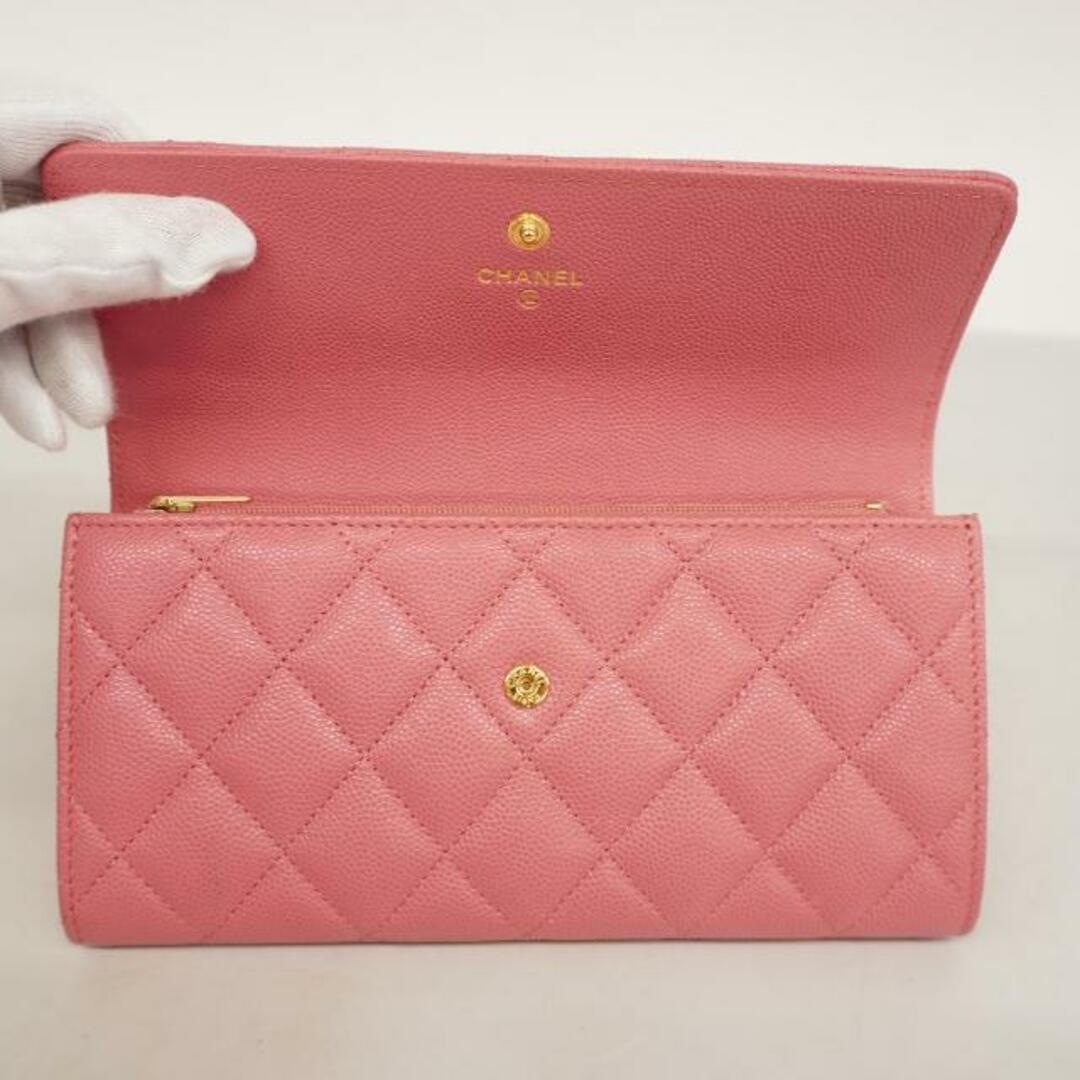 CHANEL(シャネル)の【4fd3592】シャネル 長財布/マトラッセ/キャビアスキン/ピンク/ゴールド金具 【中古】 レディース レディースのファッション小物(財布)の商品写真