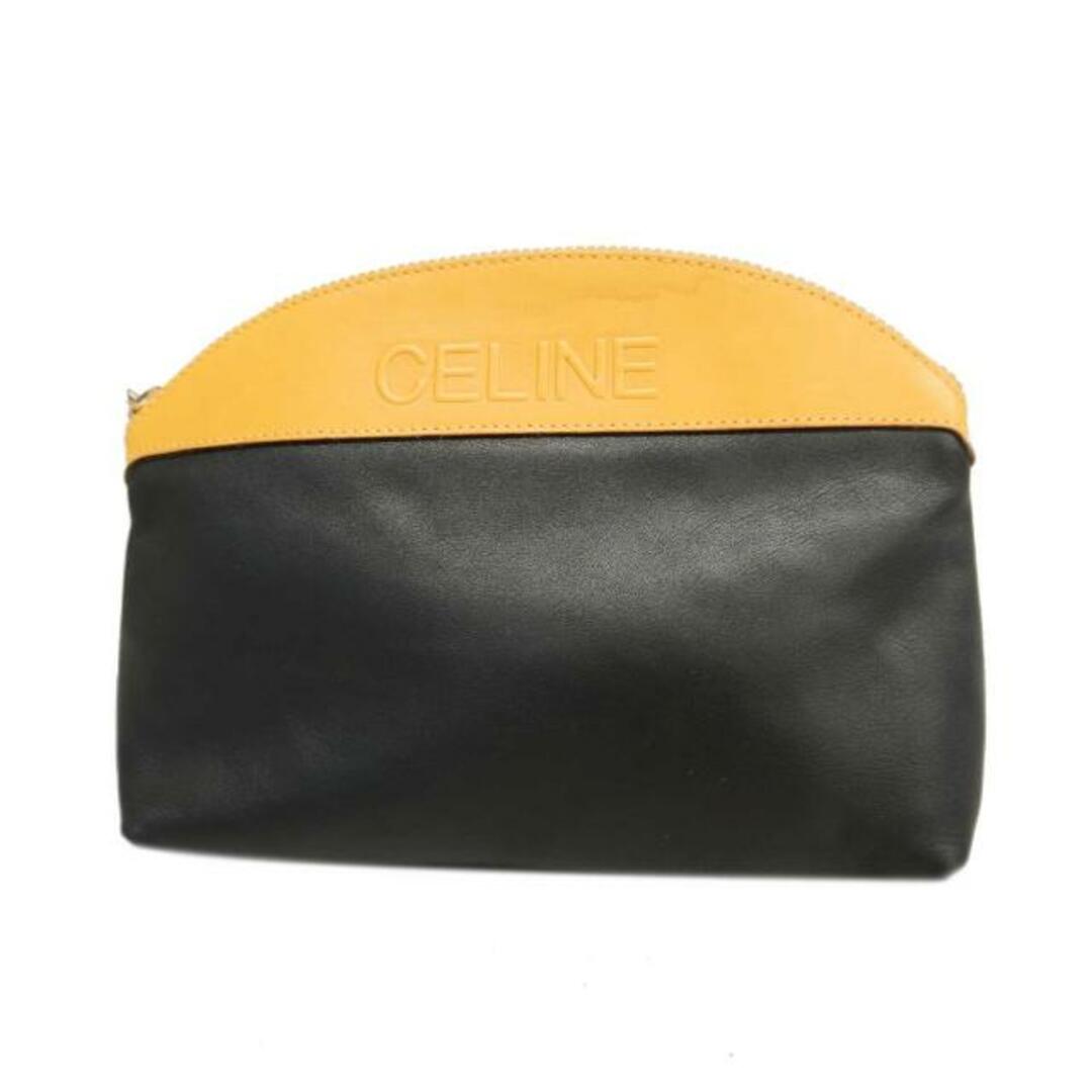 celine(セリーヌ)の★SALE 【4fd3652】セリーヌ ポーチ/レザー/ブラック/ベージュ/ゴールド金具 【中古】 レディース レディースのファッション小物(ポーチ)の商品写真