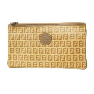 フェンディ(FENDI)の【4fd3714】フェンディ ポーチ/ズッカ/PVC/ベージュ/シルバー金具 【中古】 レディース(ポーチ)