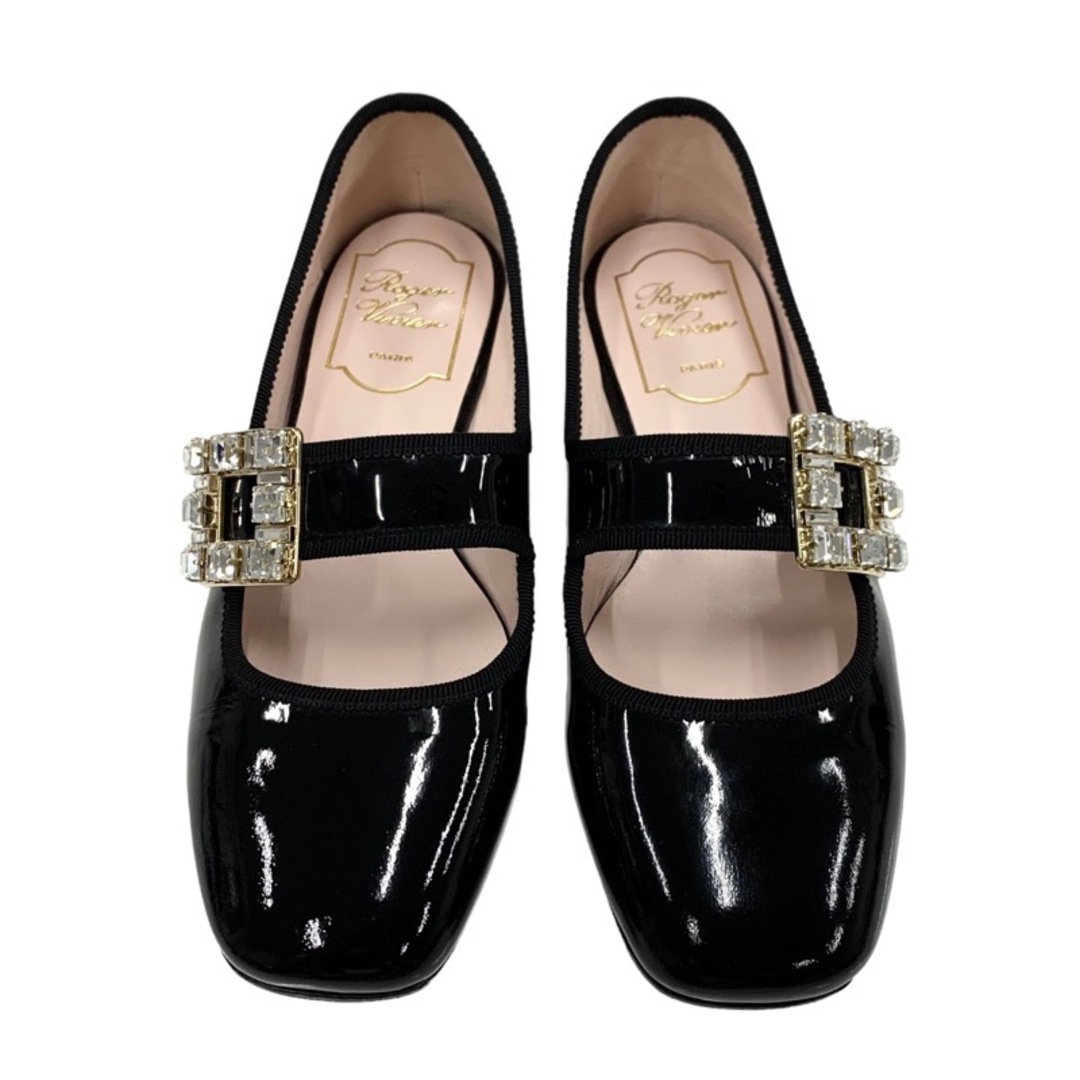 ROGER VIVIER(ロジェヴィヴィエ)のロジェヴィヴィエ Roger Vivier トレ ヴィヴィエ フラットシューズ 靴 シューズ パテント ブラック 黒 フラットパンプス バレリーナ ストラスバックル ビジュー ストラップ レディースの靴/シューズ(バレエシューズ)の商品写真