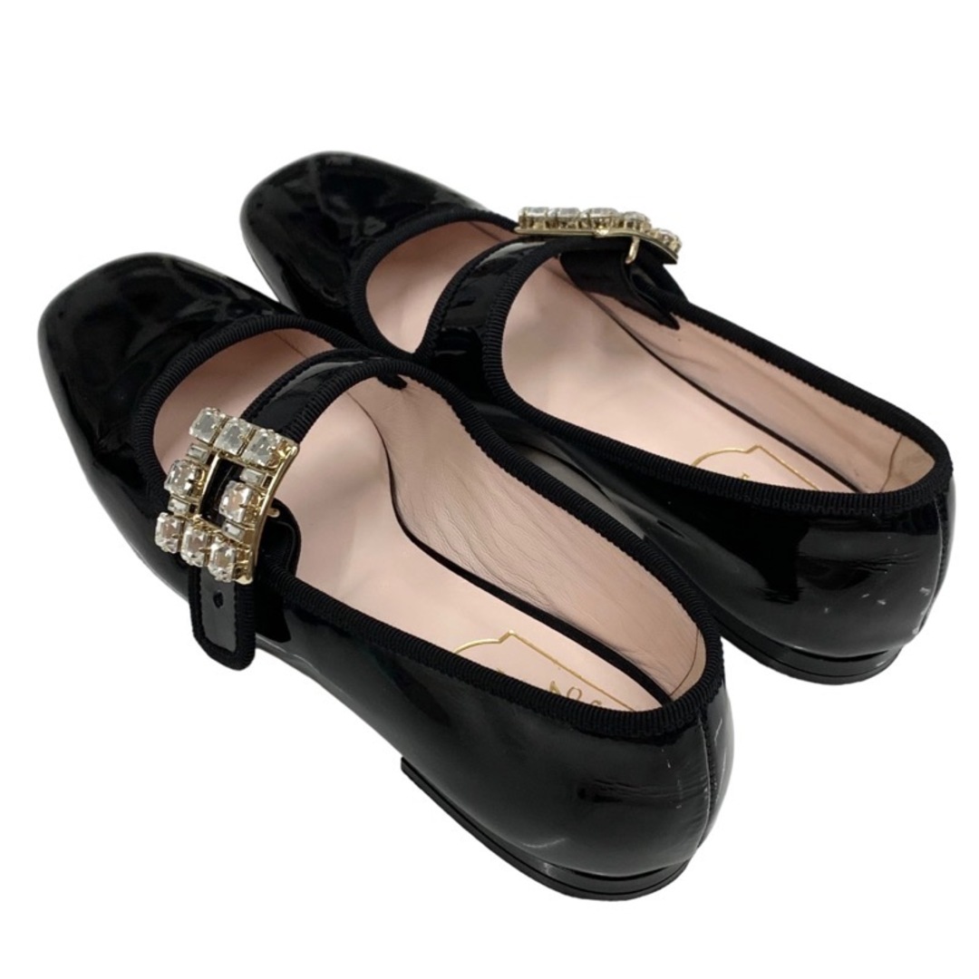 ROGER VIVIER(ロジェヴィヴィエ)のロジェヴィヴィエ Roger Vivier トレ ヴィヴィエ フラットシューズ 靴 シューズ パテント ブラック 黒 フラットパンプス バレリーナ ストラスバックル ビジュー ストラップ レディースの靴/シューズ(バレエシューズ)の商品写真