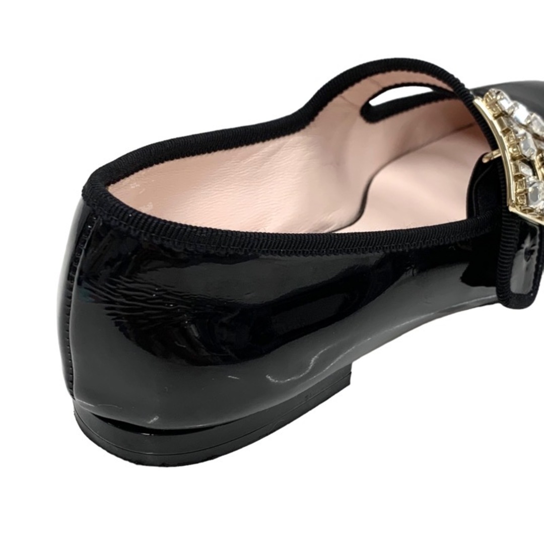 ROGER VIVIER(ロジェヴィヴィエ)のロジェヴィヴィエ Roger Vivier トレ ヴィヴィエ フラットシューズ 靴 シューズ パテント ブラック 黒 フラットパンプス バレリーナ ストラスバックル ビジュー ストラップ レディースの靴/シューズ(バレエシューズ)の商品写真