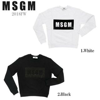 エムエスジイエム(MSGM)の MSGM エムエスジーエム  Sweatshirt 2541MDM96 184799 01 / 184799 99  レディース スウェット トレーナー 裏起毛 ロゴ ホワイト ブラック  1.ホワイト(トレーナー/スウェット)