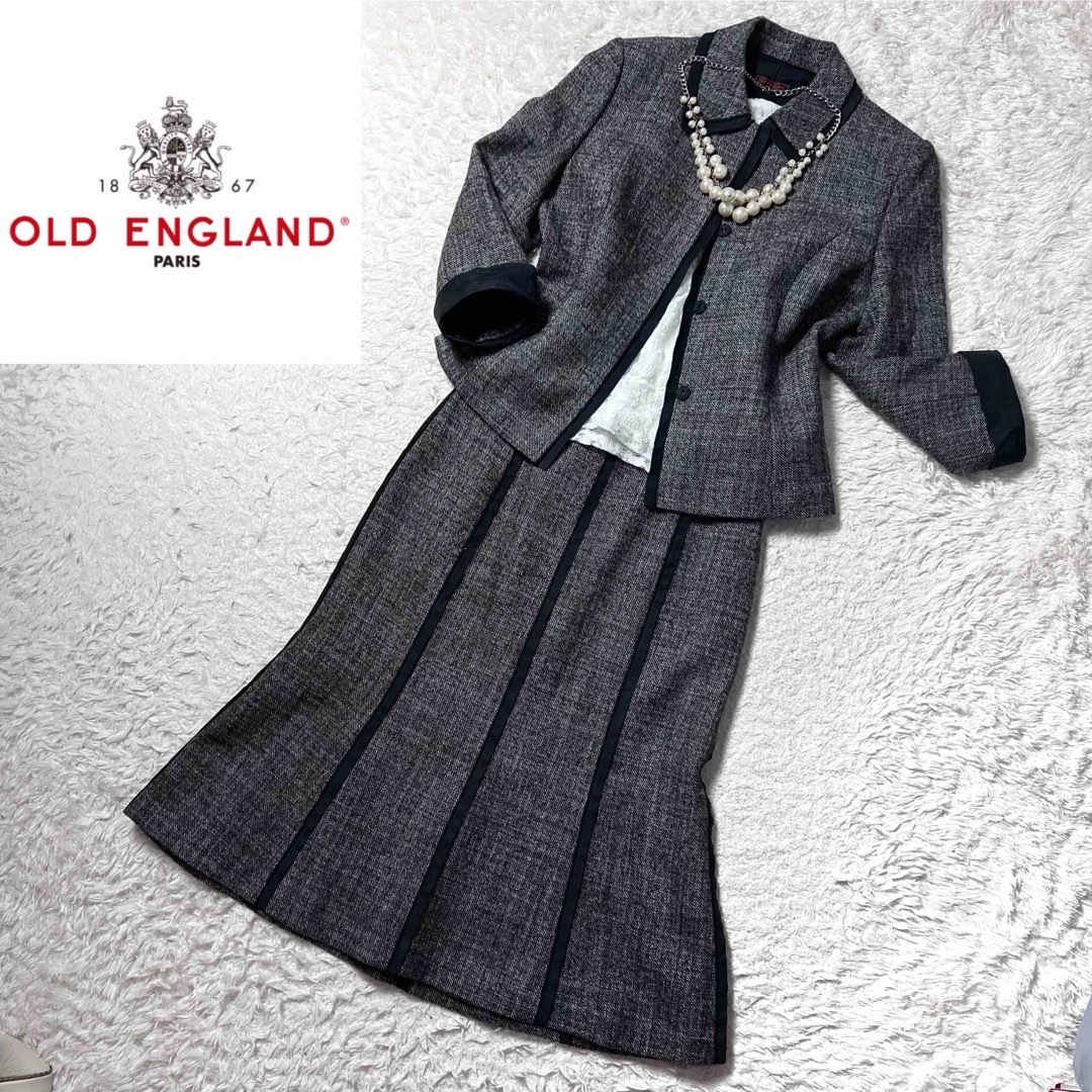 OLD ENGLAND(オールドイングランド)のOLD ENGLAND セットアップ スカート スーツ ツイード 38 L レディースのフォーマル/ドレス(スーツ)の商品写真