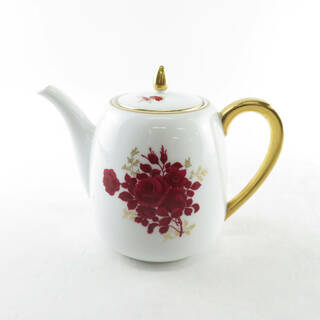 OKURA 大倉陶園 レッドローズ ポット 茶器 バラ 薔薇 花柄 フラワー SU5257T (その他)