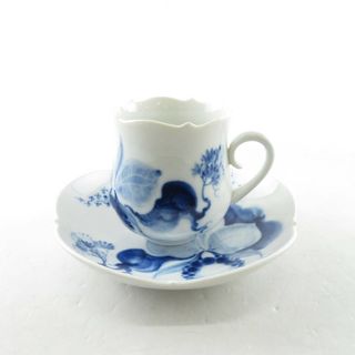 マイセン(MEISSEN)の美品 MEISSEN マイセン ブルーオーキッド コーヒーカップ＆ソーサー 白 青 陶磁器 高級 SU5276T (グラス/カップ)