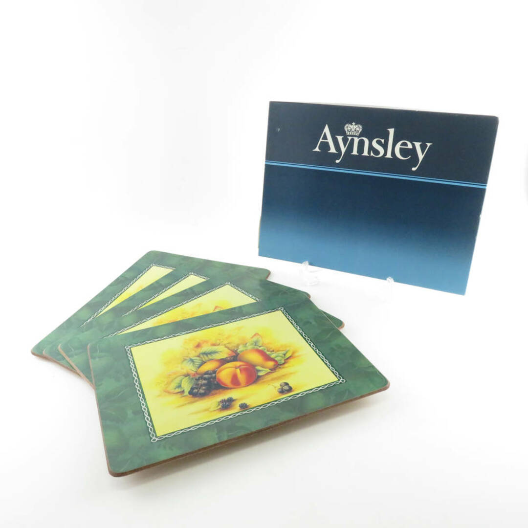 Aynsley China(エインズレイ)の未使用 Aynsley エインズレイ オーチャードゴールド ランチョンマット 4点 コルク アクリル セット ティー 鍋敷 フルーツ柄 インテリア SU5318V  インテリア/住まい/日用品のキッチン/食器(その他)の商品写真