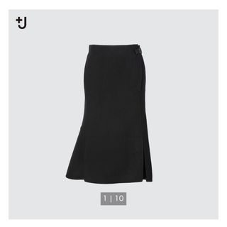 ユニクロ(UNIQLO)の新品 UNIQLO ダブルフェイススカート +J サイズ61 黒 ジルサンダー(ひざ丈スカート)