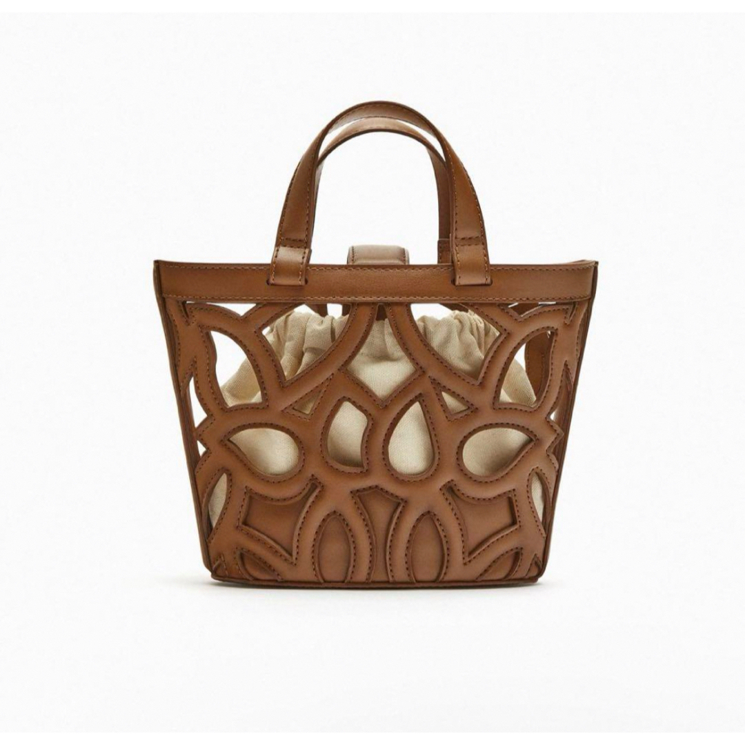 ZARA - ZARA カットワーク ミニトートバッグ ブラウンの通販 by ZARA - ZARA カットワーク ミニトートバッグ ブラウンの通販 by