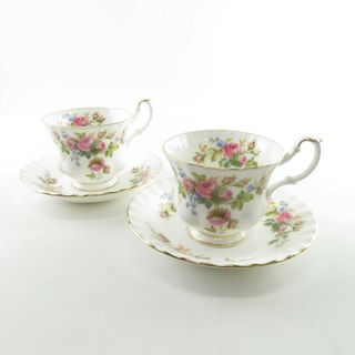 ロイヤルアルバート(ROYAL ALBERT)の美品 ROYAL ALBERT ロイヤルアルバート モスローズ カップ＆ソーサー 2客 ペア SU5351V (グラス/カップ)