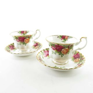 ロイヤルアルバート(ROYAL ALBERT)の美品 ROYAL ALBERT ロイヤルアルバート オールドカントリーローズ ティーカップ＆ソーサー 2客 ペア SU5360X (グラス/カップ)