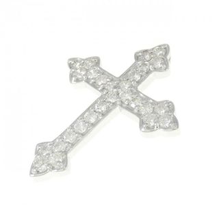 K18WG クロス ダイヤモンド ペンダント 1.00CT(ブローチ/コサージュ)