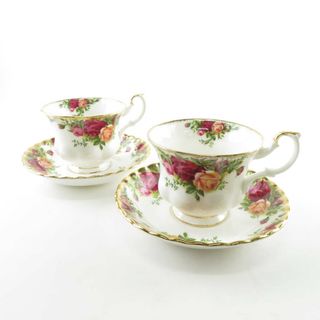 ロイヤルアルバート(ROYAL ALBERT)の美品 ROYAL ALBERT ロイヤルアルバート オールドカントリーローズ ティーカップ＆ソーサー 2客 ペア SU5361X (グラス/カップ)