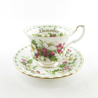 ロイヤルアルバート(ROYAL ALBERT)の美品 ROYAL ALBERT ロイヤルアルバート フラワーオブザマンス December 12月 ティーカップ＆ソーサー クリスマスローズ 花 紅茶 英国 SU5380X (グラス/カップ)