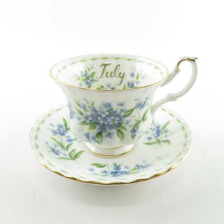 ロイヤルアルバート(ROYAL ALBERT)の美品 ROYAL ALBERT ロイヤルアルバート フラワーオブザマンス July 7月 ティーカップ＆ソーサー フォーゲットミーノット 勿忘草 紅茶 英国 SU5383X (グラス/カップ)