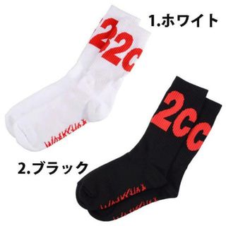 【メール便】【2色】 032C ゼロスリーツーシー メンズ ソックス Socks 34 / 37 BMC ホワイト レッド ブラック 靴下 ロゴ 白 黒 otr3050 1.ホワイト(ソックス)