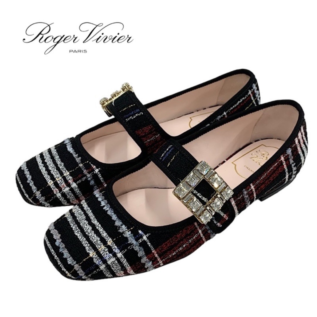 ROGER VIVIER(ロジェヴィヴィエ)のロジェヴィヴィエ Roger Vivier トレ ヴィヴィエ フラットシューズ フラットパンプス バレリーナ ストラスバックル ビジュー マルチカラー レディースの靴/シューズ(バレエシューズ)の商品写真