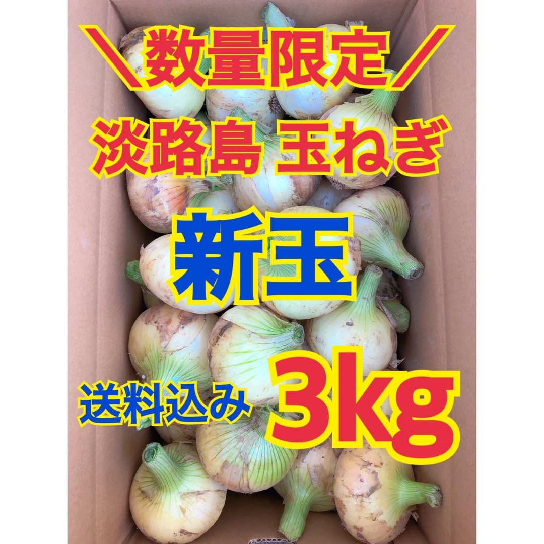 淡路島 玉ねぎ 玉葱 新玉 3kg 送料込み 農家直送 南あわじ 食品/飲料/酒の食品(野菜)の商品写真