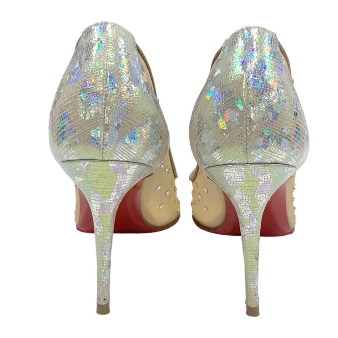 Christian Louboutin(クリスチャンルブタン)のクリスチャンルブタン Christian Louboutin FOLLIES STRASS パンプス 靴 シューズ メッシュ レザー ベージュ シルバー ラインストーン メタリック パーティーシューズ レディースの靴/シューズ(ハイヒール/パンプス)の商品写真