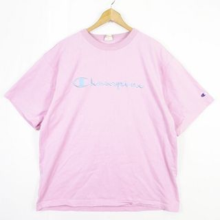 チャンピオン(Champion)のCHAMPION ビッグ刺繍ロゴ ショートスリーブ Tシャツ XL ピンク(Tシャツ/カットソー(半袖/袖なし))