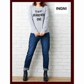 イング(INGNI)の【INGNI】テーパードスリムデニムパンツ/ネイビー（ウォッシュ加工）M(デニム/ジーンズ)