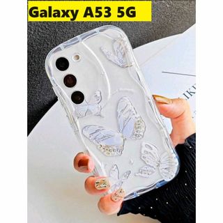 ギャラクシー(Galaxy)のGalaxy A53 5G ウェーブ なみなみ　蝶々プリント Galaxyケース(Androidケース)