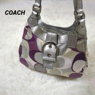 コーチ(COACH)のCOACH  シグネチャースカーフプリント 総柄 トートバッグ シルバー 多収納(トートバッグ)